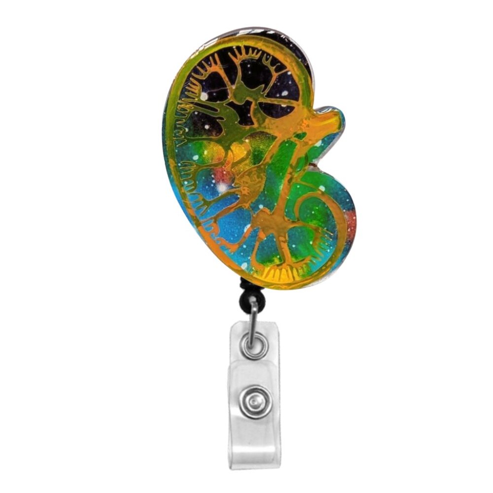 Kidney Badge Reel | Handmade ID Holder Nurse Teacher Student Therapist Gift NWT